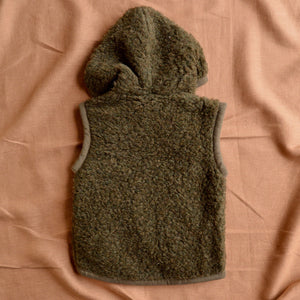 Hooded Zip Teddy Vest - Wool Fleece - Khaki (1-12y) *Returning 2026