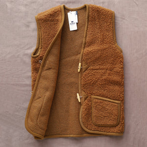 Women's Fleece Alpen Vest - 100% Wool - Caramel