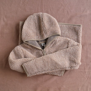 Women's Plush Hooded Jacket - 100% Wool - Tan (S, M, L)