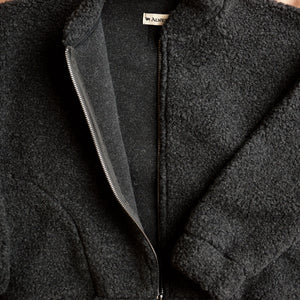 Women's Plush Bomber Jacket - 100% Wool - Black (XS-L)