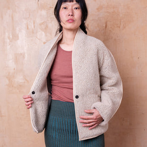 Women's Folka Teddy Jacket - 100% Wool - Sand