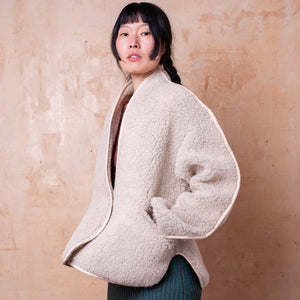 Women's Folka Teddy Jacket - 100% Wool - Sand