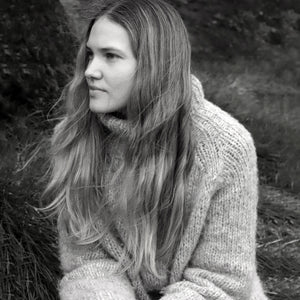 Women's Rollneck Jumper - Handknitted Alpaca/Pima Cotton - Charcoal Brown *Returning 2026