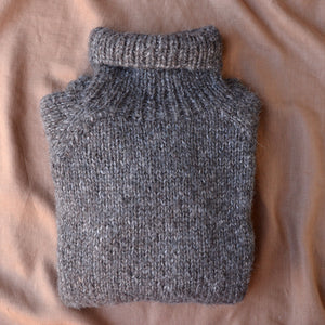 Women's Rollneck Jumper - Handknitted Alpaca/Pima Cotton - Charcoal Brown *Returning 2026