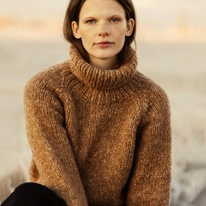 Women's Rollneck Jumper - Handknitted Alpaca/Pima Cotton - Charcoal Brown *Returning soon!