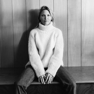 Women's Rollneck Jumper - Handknitted Alpaca/Pima Cotton - Charcoal Brown *Returning 2026