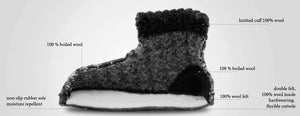 Boiled Wool Slipper Boots - Toni - Rubin (Kids 23-35)