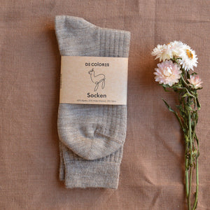 Ribbed Socks - Alpaca/Merino - AW25 Beige Melange (Adults 43-45) *Last ones