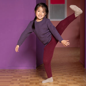 Knitted Merino Rib Leggings/Pants - Rose (9-10y+) *Retired Colour