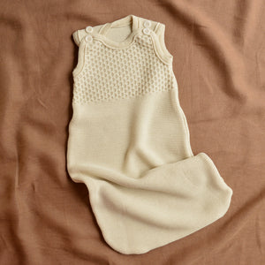 Knitted Sleeping Bag Sleeveless - Organic Merino Wool - Natural (0-18m+)