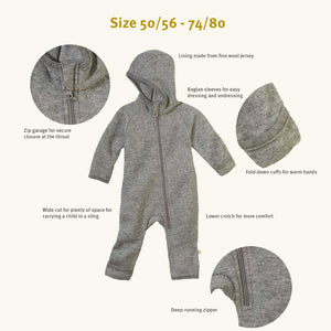 Boiled Wool Zip Overalls - Graphite (3-6y) *Retired Colour