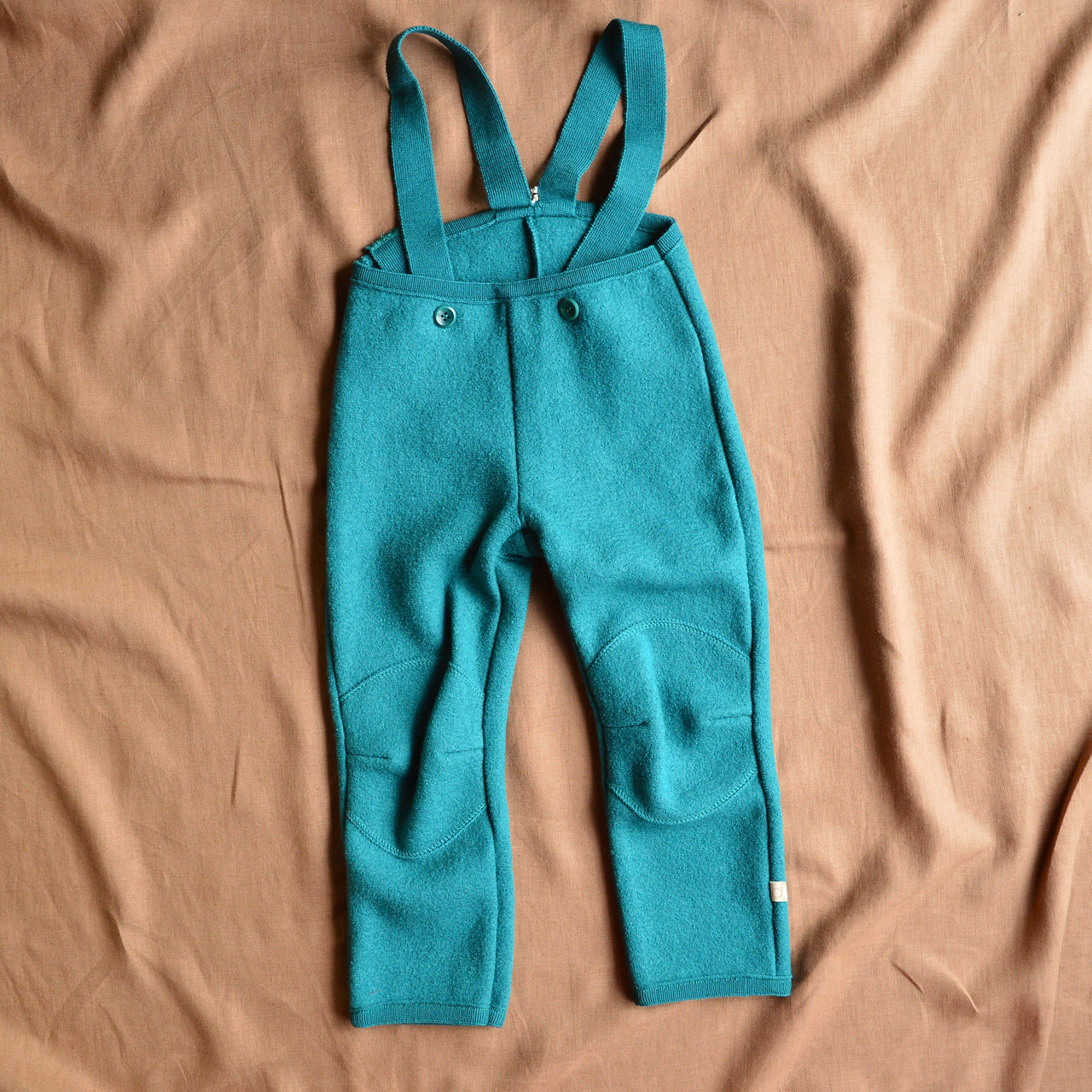 Boiled Wool Dungarees - Pacific Teal (5-6y) *Retired Colour