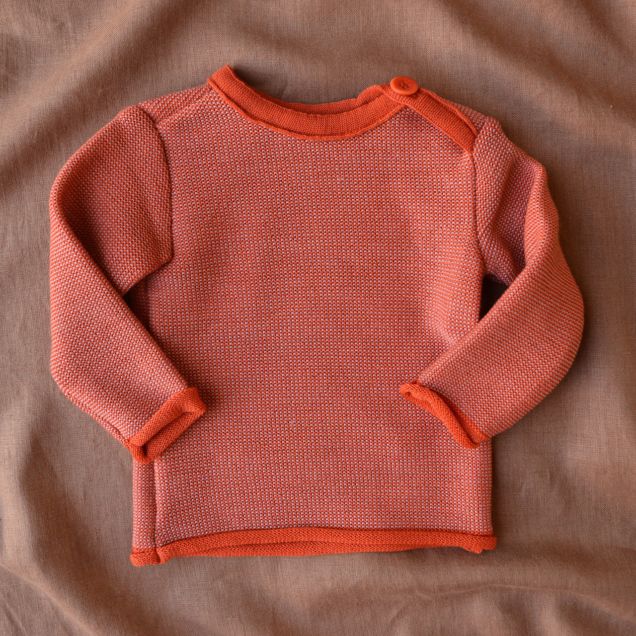Merino Baby Jumper - Orange/Rose (3-6m) *Retired Colour*