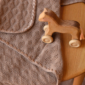 Knitted Baby Blanket in Organic Merino Wool - Caramel (100x80cm)