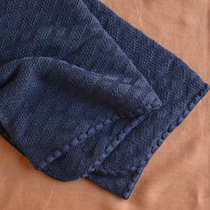 Knitted Baby Blanket in Organic Merino Wool - Indigo (100x80cm)