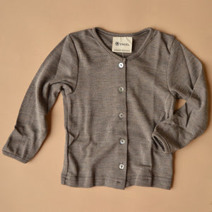 Baby Fine Cardigan - Organic Merino/Silk - Walnut (0-2y)