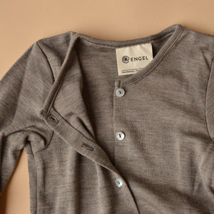 Baby Fine Cardigan - Organic Merino/Silk - Walnut (0-2y)