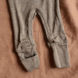 Baby Footless Sleep Suit Onesie - Organic Wool/Silk - Walnut (0-24m)