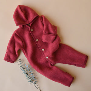 Hooded Baby Overall - 100% Organic Wool Fleece (0-24m)
