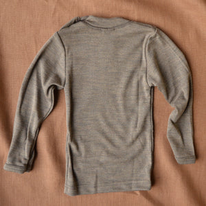 Walnut Organic Merino/Silk Top with shoulder buttons (0-5y)