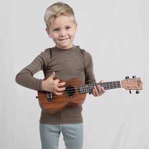 Walnut Organic Merino/Silk Top with shoulder buttons (0-5y)