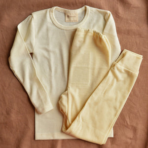 Child's Thermal / PJ Top - 100% Organic Merino Wool - Natural (1-12y)
