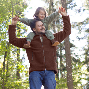 Men's Zip Jacket - 100% Organic Wool Fleece - Cinnamon (S-XL) *Returning 2026