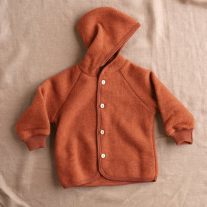 Hooded Jacket with Buttons - 100% Organic Wool Fleece - Magma (0-6y)