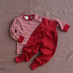 Baby Long Sleeve Top - 100% Organic Merino - Stripes (0-3y)