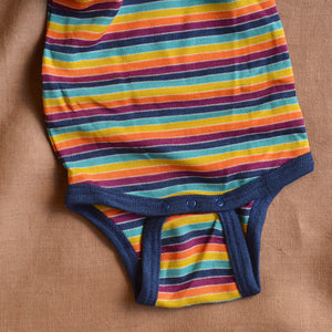 Baby Body Short Sleeve - Organic Merino/Silk - Retro Stripes (0-3y)