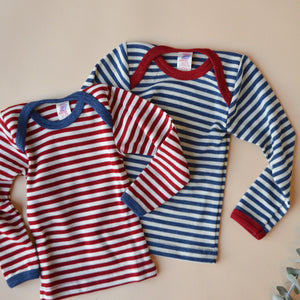 Baby Long Sleeve Top - 100% Organic Merino - Stripes (0-3y)
