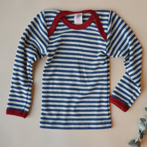 Baby Long Sleeve Top - 100% Organic Merino - Stripes (0-3y)