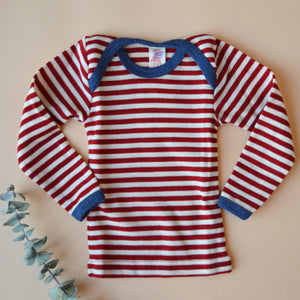 Baby Long Sleeve Top - 100% Organic Merino - Stripes (0-3y)