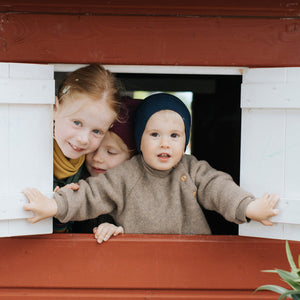 Childs Raglan Jumper - Organic Wool Fleece - Rust Melange (5-6y) *Last One!