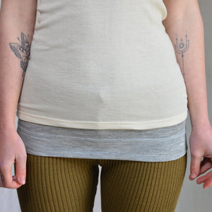 Women's Extra Long Sleeveless Vest - Organic Merino/Silk