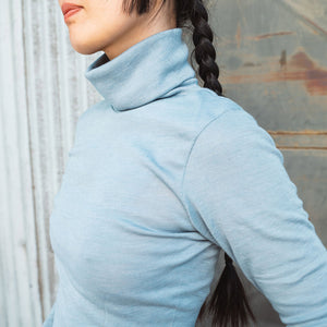 Women's Turtleneck Long Sleeve Top - Organic Merino/Silk *Restocking 2026