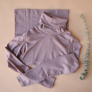 Women's Turtleneck Long Sleeve Top - Organic Merino/Silk *Restocking 2026