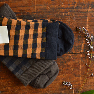 FUB Merino Wool Socks - Fine Check Knit (Adults)