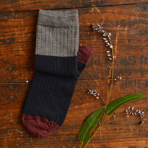 FUB Merino Wool Socks - Fine Colourblock Knit (Adults)