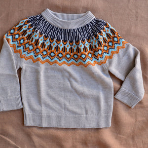Fair Isle Sweater - 100% Merino - Oat Melange (2-12y+ Teen/Womens XS)
