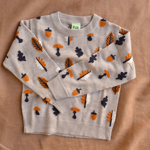 Jacquard Sweater - 100% Merino - Oat Melange (2-8y)