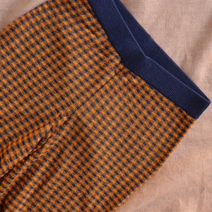 3/4 Length Checked Pants - 100% Merino - Navy/Amber (Teens-Womens XS)
