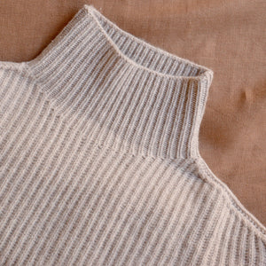 Women's Chunky Rib Sweater - 100% Lambswool - Oat Melange (XS-L)