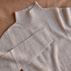 Women's High Neck Long Sleeve Pointelle Raglan Top - 100% Merino - Oat Melange (S-L)