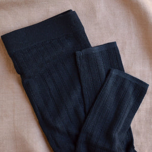 Women's Pointelle Leggings - 100% Merino - Black (S-L)