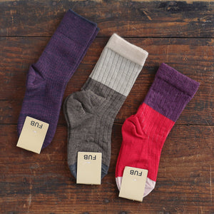 FUB Merino Wool Socks - Fine Contrast Knit (Kids)