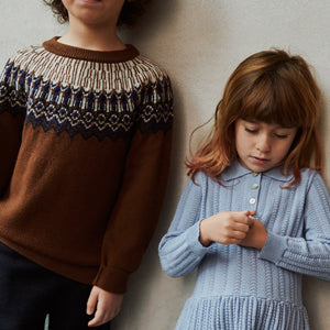 Fair Isle Sweater - 100% Merino - Oat Melange (2-12y+ Teen/Womens' XS) *Arriving 2026
