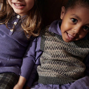 Harlequin Knit Vest - 100% Merino - Orange/Mocha (2-12y+) *Arriving 2026