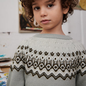 Fair Isle Sweater - 100% Merino - Oat Melange (2-12y+ Teen/Womens' XS) *Arriving 2026
