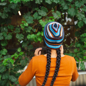 Rib Beanie - 100% Merino - Multi Stripe (6-12y+ Adults)